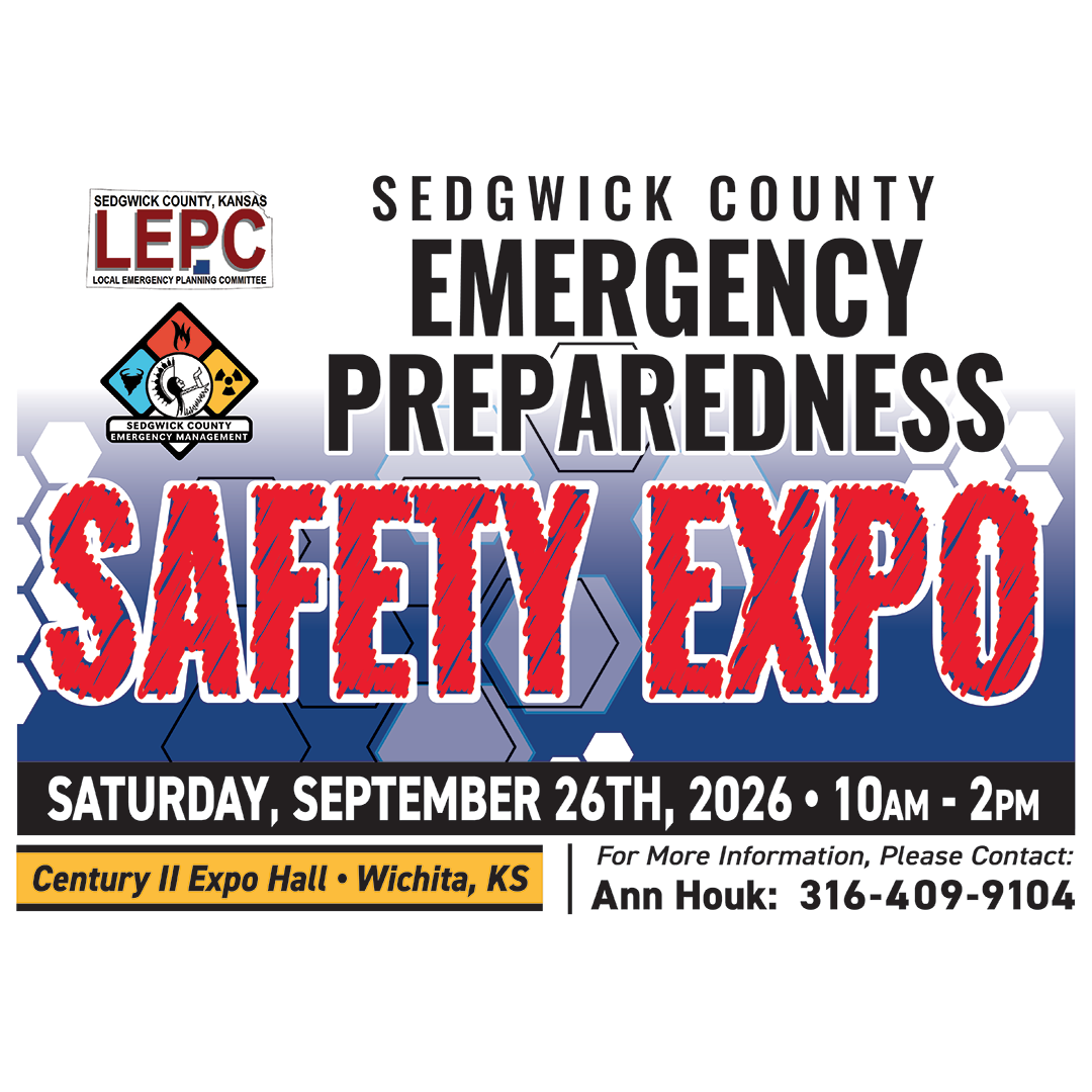 Sedgwick County Emergency Preparedness Safety Expo flyer, promoting community readiness on September 26, 2026, in Wichita, Kansas.