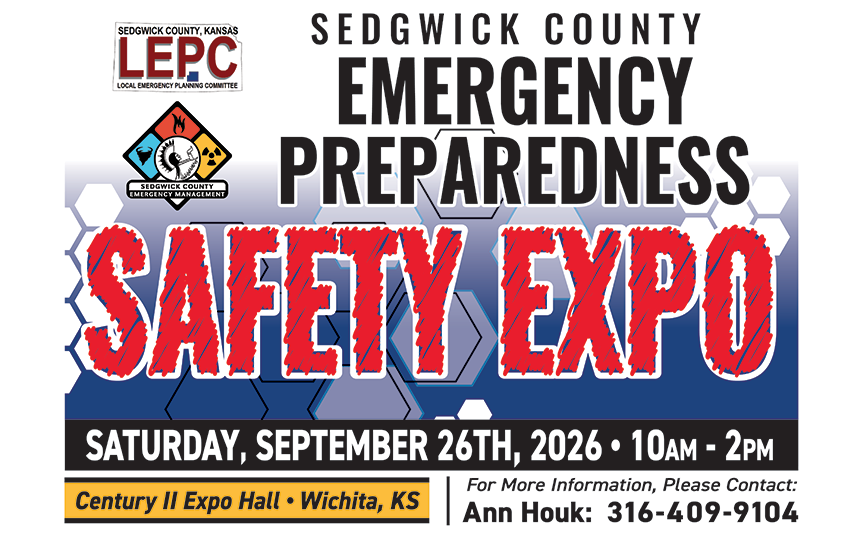 Sedgwick County Emergency Preparedness Safety Expo flyer, promoting community readiness on September 26, 2026, in Wichita, Kansas.
